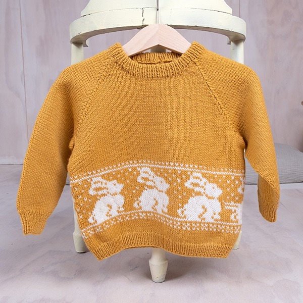 Stickad tröja Kanin - garnpaket i Bluum Pure Eco Baby Wool