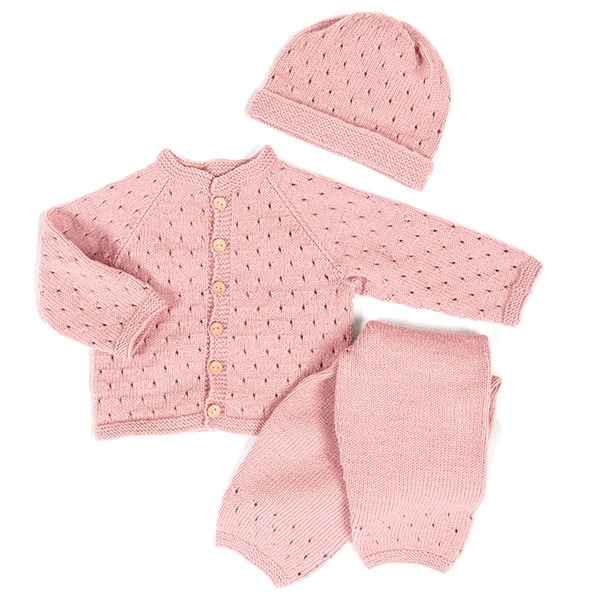 Stickat set Bebisset Madicken - garnpaket i Bluum Soft Merino Ull